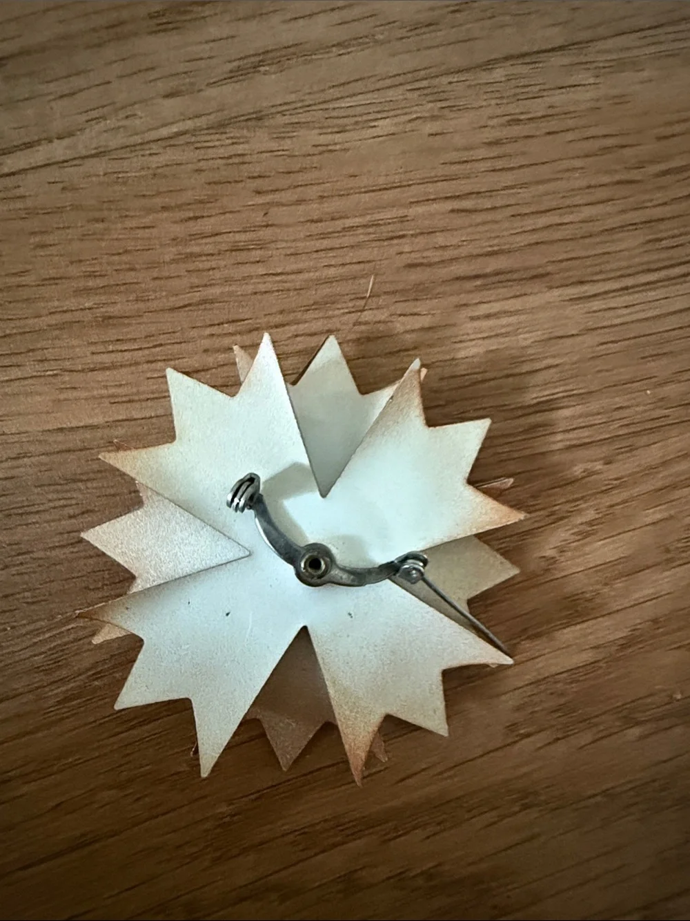 Holiday Starburst Ornament Pin in Rich Brown and white